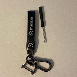 Mazda key fob Keychain in black leather NWT
